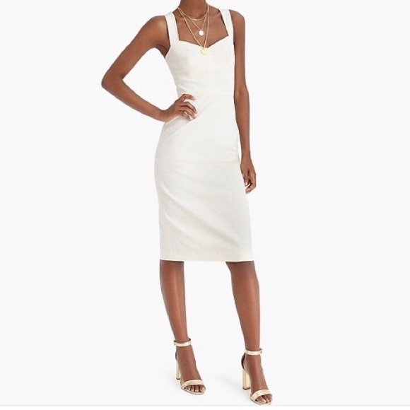J Crew Ivory Faille Stretch Sheath Dress 4 - Picture 1 of 13